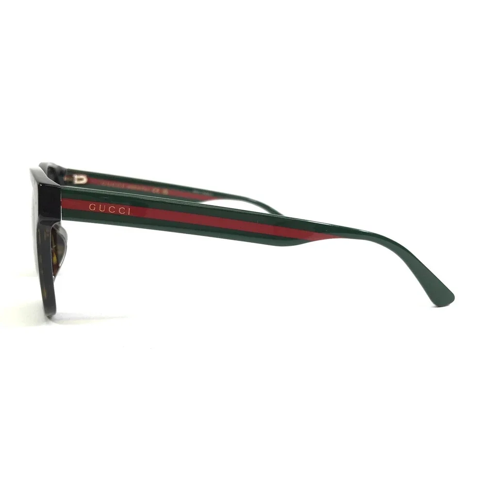 Gucci Sunglasses GG0417SK 003 Tortoise Green Red Asian Fit Frames w Brown Lenses